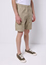 thumb-Regular Fit Orta Bel Düz Erkek Bej Şort