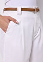 thumb-Slim Fit Yüksek Bel Düz Kadın Beyaz Şort