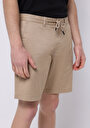 thumb-Regular Fit Orta Bel Düz Cepli Erkek Kahverengi Şort