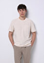 thumb-Comfort Fit Yuvarlak Yaka Düz Erkek Ekru Cepli Kısa Kol Tişört