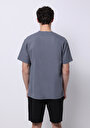 thumb-Comfort Fit Yuvarlak Yaka Jakarlı Erkek Antrasit Kısa Kol Tişört