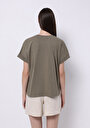 thumb-Regular Fit Yuvarlak Yaka Düz Kadın Yeşil Kısa Kol Tişört