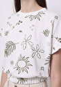 thumb-Regular Fit Yuvarlak Yaka Pamuklu Baskılı Kadın Beyaz Kısa Kol Tişört