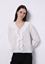 thumb-Regular Fit Pamuklu Kadın Beyaz Gömlek