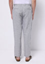 thumb-Regular Fit Orta Bel Uzun Paça Erkek Keten Karışımlı Gri  Pantolon