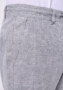 thumb-Regular Fit Orta Bel Uzun Paça Erkek Keten Karışımlı Gri  Pantolon