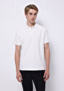 thumb-Regular Fit Polo Yaka Jakarlı Erkek Beyaz Kısa Kol Tişört