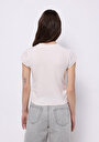 thumb-Slim Fit Yuvarlak Yaka Düz Kadın Ekru Kısa Kol Tişört