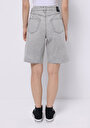 thumb-Regular Fit Yüksek Bel Düz Kadın Gri Jean Şort