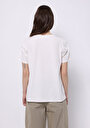 thumb-Regular Fit Yuvarlak Yaka Baskılı Kadın Beyaz Kısa Kol Tişört