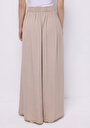 thumb-Regular Fit Yüksek Bel Geniş Paça Kadın Bej  Pantolon