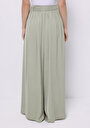 thumb-Regular Fit Yüksek Bel Geniş Paça Kadın Yeşil  Pantolon