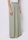 thumb-Regular Fit Yüksek Bel Geniş Paça Kadın Yeşil  Pantolon