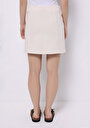 thumb-Mini Pamuklu Düz Bağcıklı Kadın Bej Etek