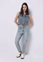thumb-Mom Fit Yüksek Bel Daralan Paça Kadın Açik İndigo Jean Pantolon