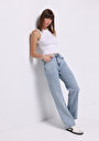 thumb-Straight Fit Orta Bel Düz Paça Kadın İndigo Jean Pantolon