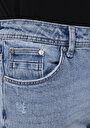 thumb-Straight Fit   Erkek Light İndigo Denim Jean Fermuarlı Pantolon