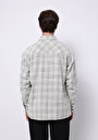 thumb-Regular Fit Shirt Neck Ekoseli Erkek Ekru Uzun Kol Gömlek