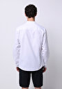 thumb-Regular Fit Hakim Yaka Düz Erkek Keten Karışımlı Beyaz Uzun Kol Gömlek
