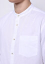thumb-Regular Fit Hakim Yaka Düz Erkek Keten Karışımlı Beyaz Uzun Kol Gömlek