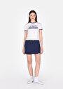 thumb-Slim Fit Orta Bel Düz Kadın Lacivert Şort