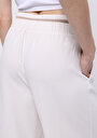 thumb-Regular Fit Yüksel Bel Geniş Paça Bel Bağcık Detaylı Kadın Ekru Pantolon