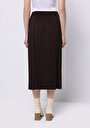 thumb-Regular Fit Düz  Kadın Kahverengi Etek