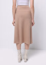 thumb-Regular Fit Düz  Kadın Bej Etek