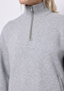 thumb-Relaxed Fit Fermuarlı Düz Kadın Gri Sweatshirt