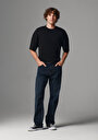 thumb-Regular Fit Orta Bel Düz Paça Erkek Koyu İndigo Jean Pantolon