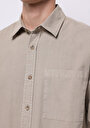 thumb-Comfort Fit Shirt Neck Düz Erkek Bej Uzun Kol Gömlek