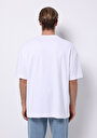 thumb-Oversize Fit Yuvarlak Yaka Düz Erkek Beyaz Kısa Kol Tişört
