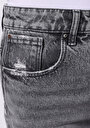 thumb-Mom Fit Yüksel Bel Düz Kadın Denim Jean Şort