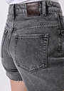 thumb-Mom Fit Yüksel Bel Düz Kadın Denim Jean Şort