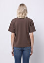 thumb-Regular Fit Yuvarlak Yaka Düz Kadın Kahverengi Kısa Kol Tişört