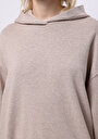 thumb-Oversize Fit Kapüşonlu Düz Kadın Bej Sweatshirt