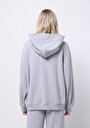 thumb-Oversize Fit Kapüşonlu Düz Kadın Gri Sweatshirt
