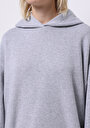 thumb-Oversize Fit Kapüşonlu Düz Kadın Gri Sweatshirt