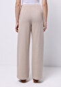 thumb-Regular Fit Orta Bel Düz Kadın Bej Eşofman Altı