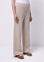 thumb-Regular Fit Orta Bel Düz Kadın Bej Eşofman Altı