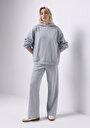 thumb-Regular Fit Orta Bel Düz Kadın Gri Eşofman Altı