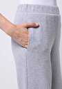 thumb-Regular Fit Orta Bel Düz Kadın Gri Eşofman Altı