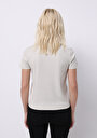 thumb-Regular Fit Yuvarlak Yaka Düz Kadın Ekru Kısa Kol Tişört