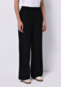 thumb-Regular Fit Yüksel Bel Geniş Paça Kadın Siyah  Pantolon