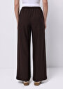 thumb-Regular Fit Yüksel Bel Geniş Paça Kadın Kahverengi  Pantolon