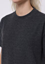 thumb-Regular Fit Yuvarlak Yaka Düz Kadın Gri Kısa Kol Tişört