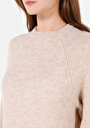 thumb-Regular Fit Yuvarlak Yaka  Kadın Bej Kazak