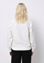 thumb-Regular Fit Fermuarlı Nakışlı Kadın Beyaz Sweatshirt