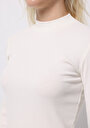 thumb-Slim Fit Yarım Balıkçı Yaka Düz Kadın Beyaz Tişört