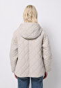 thumb-Regular Fit Kapüşonlu Fermuarlı Astarlı Suya Dayanıklı Kadın Taş Mont